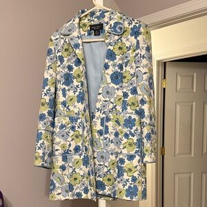 Nine West Blue and Green Floral Blazer 100% cotton